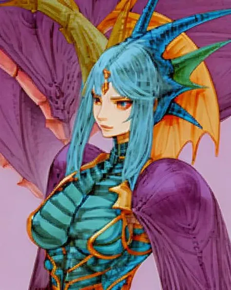 final fantasy character concept <lora:finfan:0.7> finfan, insect dragon, purple carapace, pincers, stinger, high quality, crisp lines, fine detail