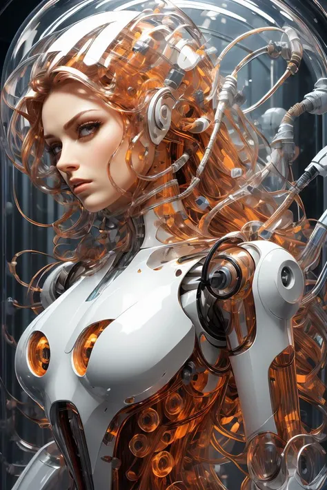 masterpiece,best quality,,bio-robot,glassy texture,mechanical core,conduit,hes got tubes all over him,medusas hair,stylish_pose, <lora:ä»¿çæºå¨äºº_v0.5:0.8>