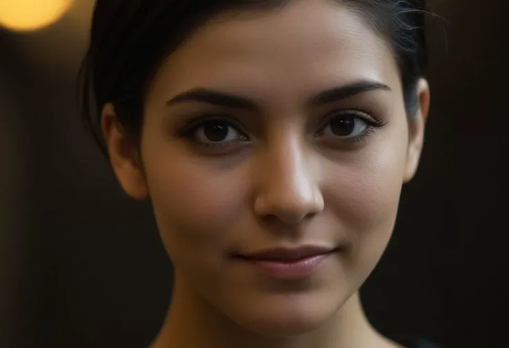 a close up of a woman with a black shirt and a cell phone