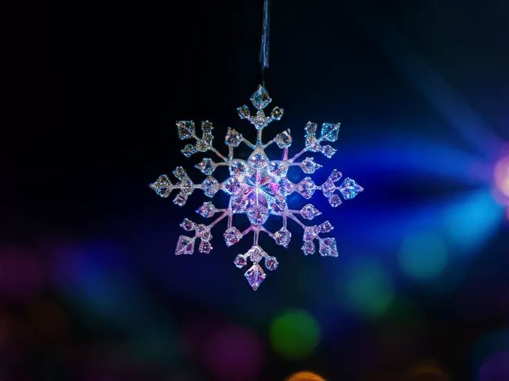 transparent+ snowflake on black background, translucent, RAW photo, absurdres, beautiful, crystal, solo, 1snowflake