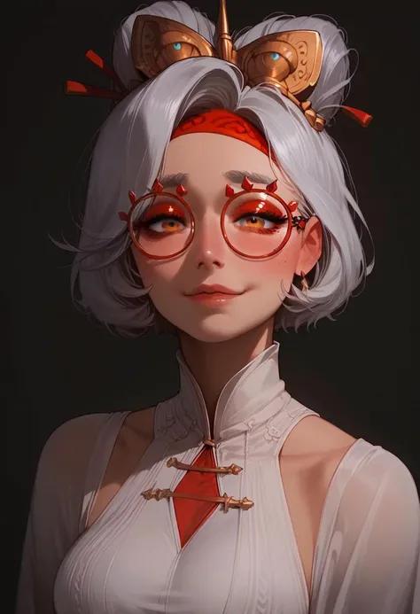 score_9, score_8_up, score_8. score_9, score_8_up, score_7_up, score_6_up, masterpiece, 4k, high quality, (best quality:1.1), ExpressiveH
1girl, purah, hair ornament, red headband, red glasses,  blushing, looking at viewer, smiling, g0dd3ss, white dress
gr...