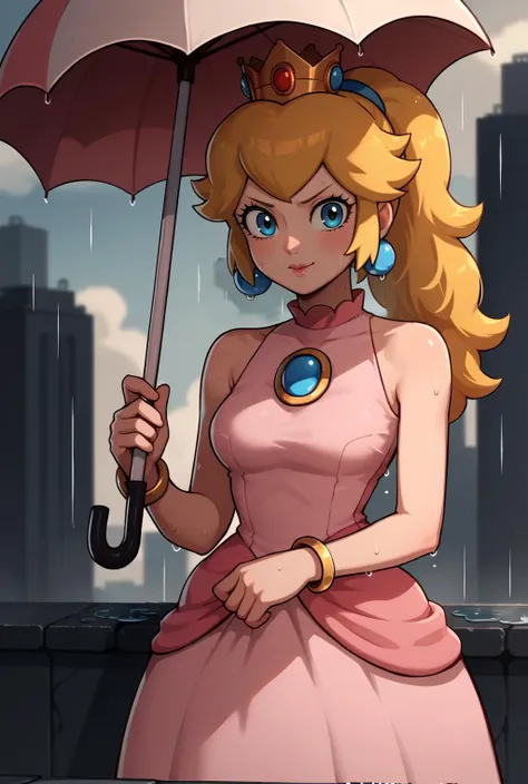 a close up of a cartoon of a woman holding an umbrella