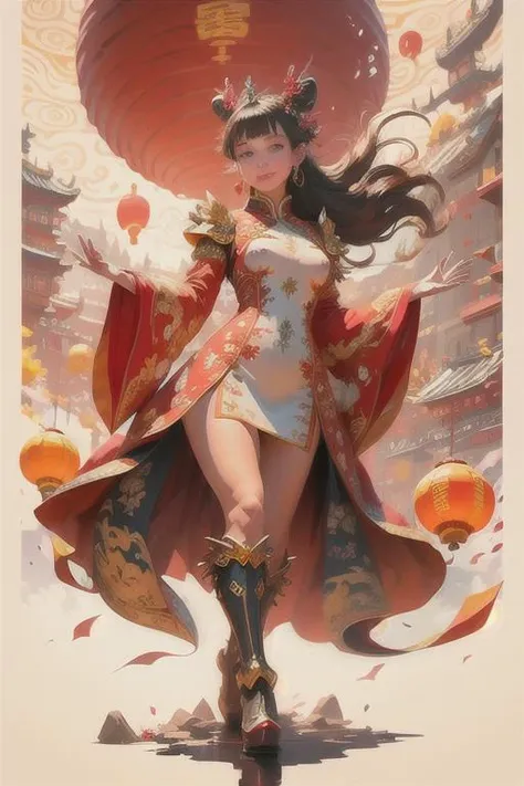 [(white background:1.5)::5],(bottle bottom:0.9),masterpiece,(full body:1.2),
Dragon and girl, 1girl, dragon, long hair, dress, gloves, solo, smile, fire, red dress, black gloves, red eyes, chinese clothes, looking at viewer, holding, brown hair, bangs, bre...