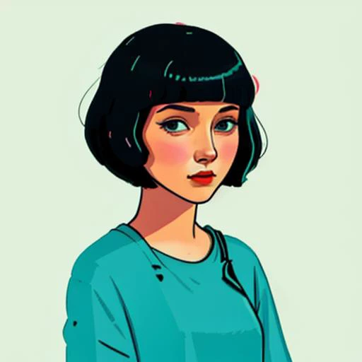 bobcut girl
simple painting style
<lora:Simple line:1>