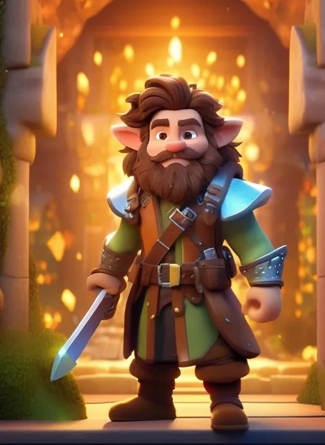 a cartoon character in a medieval outfit holding a sword