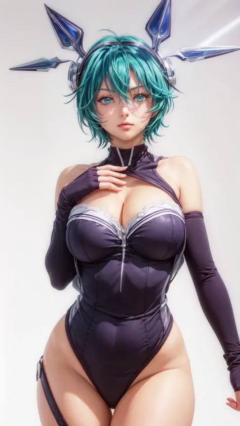 (1girl, solo, masterpiece, 4k,  best quality:1.2, (cowboy shot), best quality:1.2, NICE HANDS, COLORFUL, (perfect hands, perfect anatomy)), 
yulang mirage, short hair, aqua eyes, aqua hair, hair between eyes,
gloves, bare shoulders, elbow gloves, fingerles...