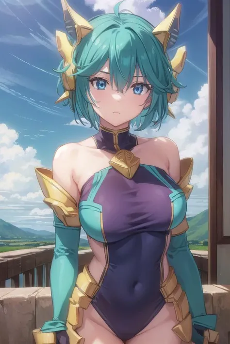 yulangmirage, <lora:yulang mirage-lora-nochekaiser:1>,
yulang mirage, short hair, aqua eyes, aqua hair, hair between eyes,
BREAK gloves, bare shoulders, elbow gloves, fingerless gloves, cape, armor, headgear, gold armor,
BREAK outdoors, forest, nature, sun...