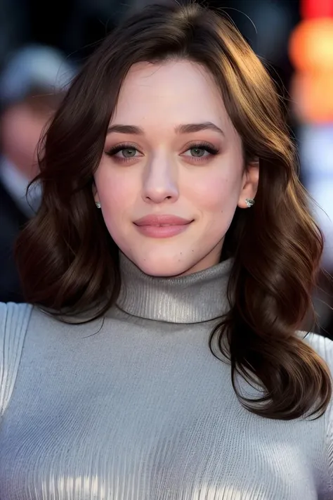 a photo of k4td3nn1ngsv2, a woman (wearing a turtleneck jumper), on a premiere movie event, standing on the red carpet, (focus on face:1.2), (masterpiece:1.2), (photorealistic:1.2), (bokeh), (best quality), (detailed skin:1.2), (intricate details), (8k), (...