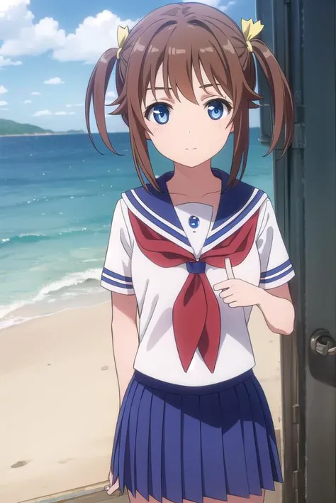 akenomisaki, <lora:akeno misaki s1-lora-nochekaiser:1>,
akeno misaki, ribbon, short hair, blue eyes, brown hair, twintails, hair ribbon, smile,
BREAK skirt, school uniform, short sleeves, pleated skirt, serafuku, socks, blue skirt, neckerchief, red neckerc...