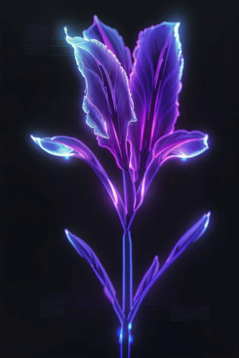 a bioluminescent gladiolus, black background, j_diagram <lora:j_diagram:1>