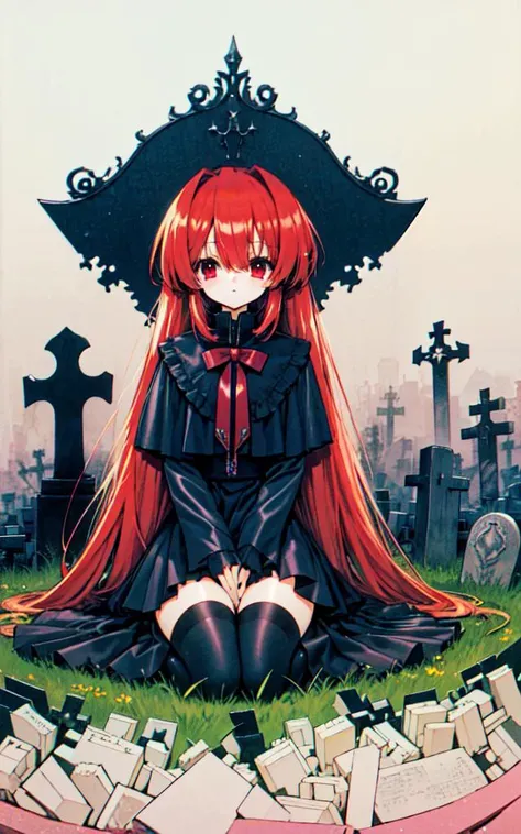 (masterpiece), red eyes, long hair, graveyard background <lora:ramiyaryou1:1>