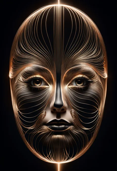 a digital painting of a woman's face with lines on it