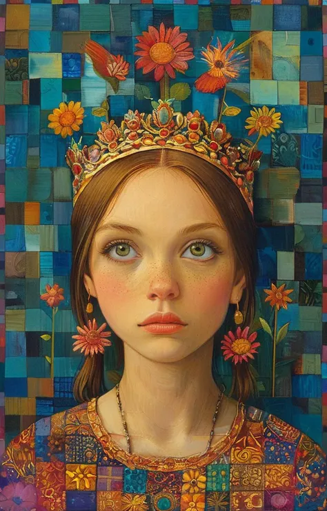 a painting of a girl with a crown on her head