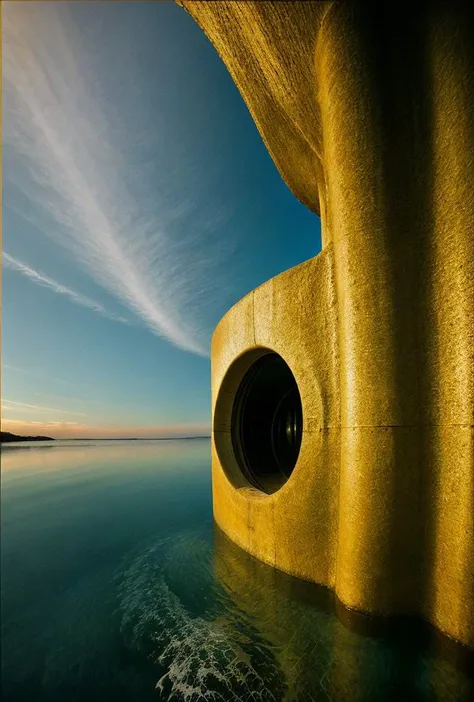 arafed view of a large concrete structure with a hole in the middle