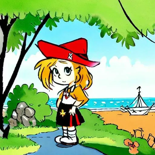 a cartoon girl dressed as pirates, art by <lora:calvinandhobbes:0.6>