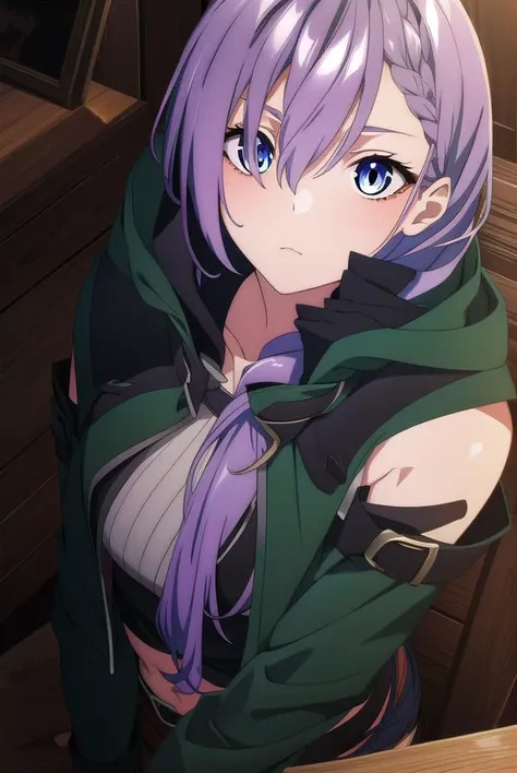 iseleveluna, <lyco:iseleveluna-lyco-nochekaiser:1>,
luna, long hair, purple hair, braid, hair between eyes, braided bangs,
BREAK gloves, navel, detached sleeves, black gloves, midriff, belt, pants, fingerless gloves, coat, asymmetrical clothes, green coat,...