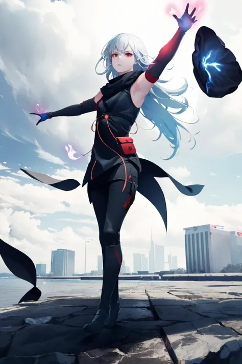 1girl, (mid body shot), solo, white long hair, red eyes, osf shinobi uniform, pale skin, red glow
raised arm, (((telekinesis))), floating ground vehicle
 <lora:Kasane-v2-hotfix:0.7> <lora:telekinesis-10:0.8>