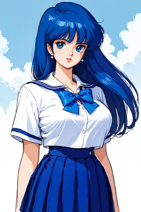 score_9, score_8_up, score_7_up, source_anime, 90s style, girl, huge breast, school uniform