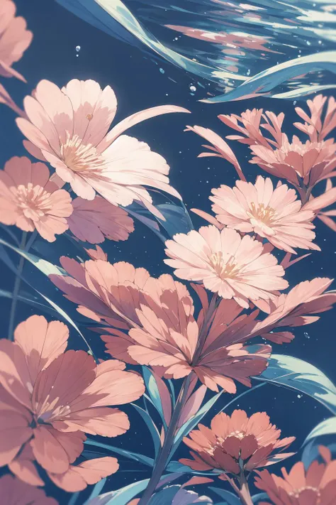 flowers in the water with a blue sky background