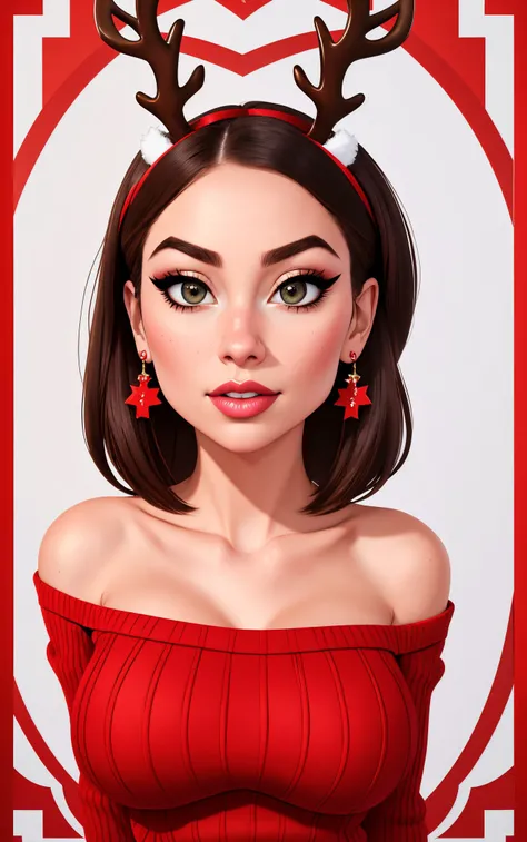 basety style, abbe bi style, sassy style, midjourney style, sexy face, ninja, ([Taylor( :0)Swift|riley reid|Kristin( :0)Kreuk]:0.9) standing, reindeer horns, sweater, modest, Christmas, [cartoon, vector art, anime :realistic, real life, hyper realistic:0.2...