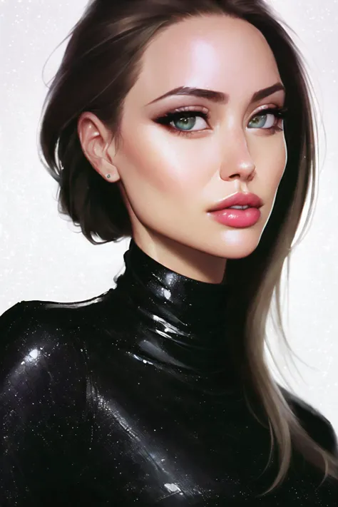 A stunning intricate full color portrait of (sks woman:1),wearing a black turtleneck, epic character composition, by ilya kuvshinov, alessio albi, nina masic, sharp focus, natural lighting, subsurface scattering, f2, 35mm, film grain,<lyco:angelinaJolie_v1...