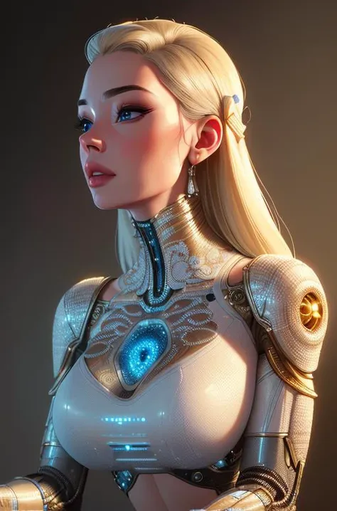 complex 3d render ultra detailed of a beautiful porcelain profile woman android face, cyborg, robotic parts, 150 mm, beautiful studio soft light, rim light, vibrant details, luxurious cyberpunk, lace, hyperrealistic, anatomical, facial muscles, cable elect...