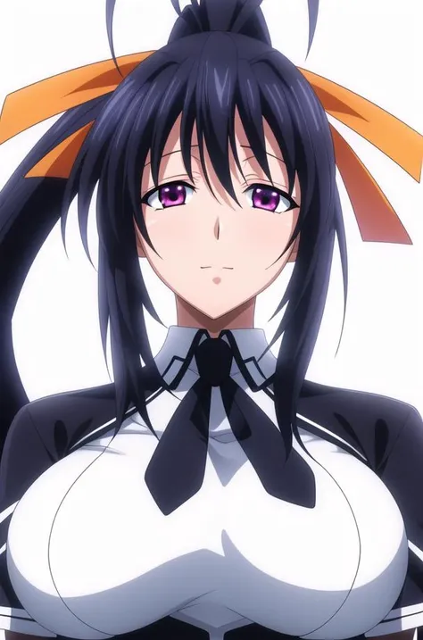 anime girl with black hair and white shirt and black tie