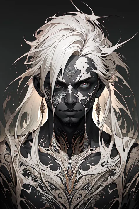 (absurdres, highres, ultra detailed), 1boy,muscular, facial hair ,solo, extremely detailed eyes, (official art, beautiful and aesthetic:1.2), (dark art,erosion,fractal art :1.3), colorful, horror,highest detailed