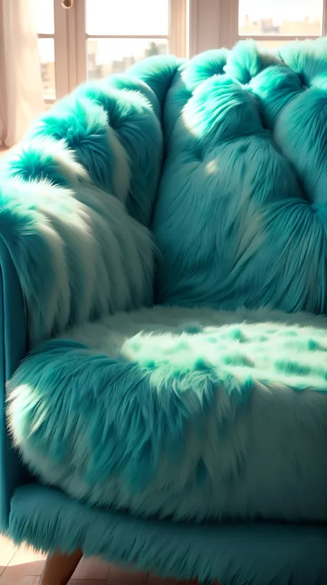 RAW photo,  <lora:FurryStyle:1> FurryStyle Teal sofa, photorealistic