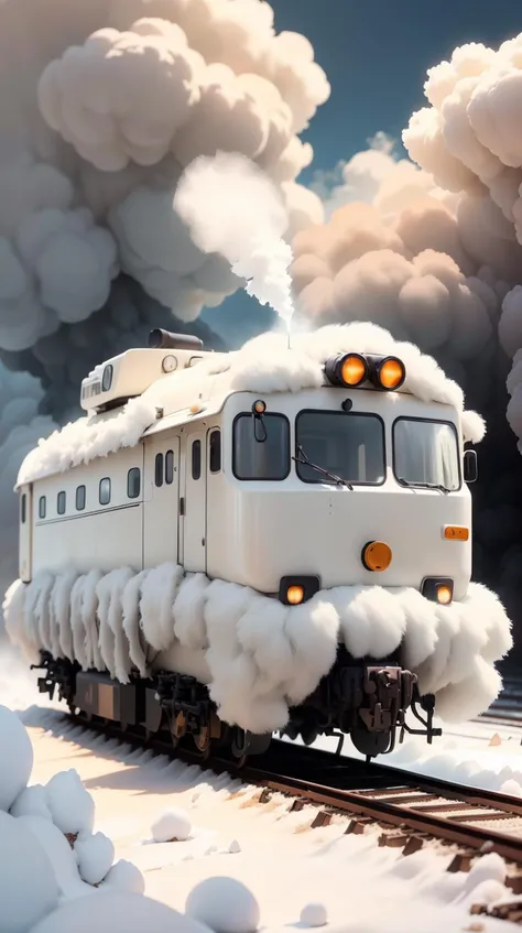 <lora:FluffyStyle:1> FluffyStyle White locomotive train