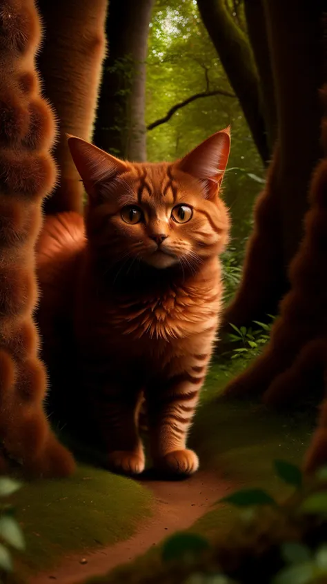 <lora:FurryStyle:1> FurryStyle Copper a spectral cat prowling through the dense undergrowth of an enchanted forest