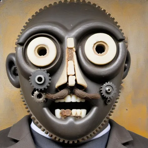 p1c4ss0, portrait of a man made with gears, gear eyes, gear mouth, gear nose <lora:p1c4ss0_003-step00028000:1.3>