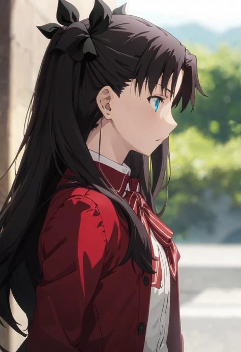 {safe:1.10}, best quality, masterpiece, highres, solo, {tohsaka_rin_fatestaynightufotable:0.90}, profile, from_side, upper_body