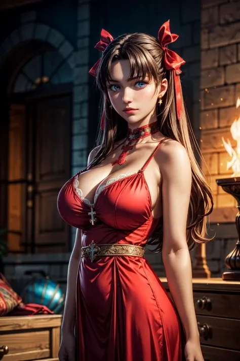 (ultra realistic,32k, masterpiece:1.2),(high detailed skin:1.1),( high quality:1.1),
<lora:_tmp_tmpm0hgjq3f_tohsaka_rin_fatestaynightufotable:0.5>tohsaka_rin_fatestaynightufotable, longhair, blackhair, twosideup, ribbon, hairribbon, (blueeyes:0.8), brown_h...