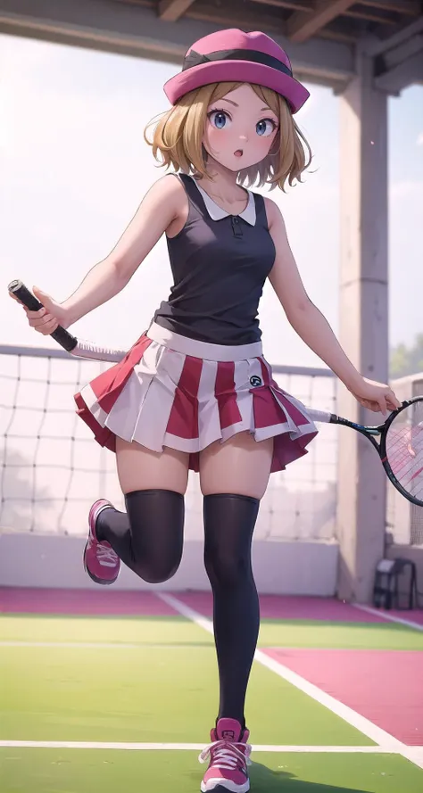 anime girl in a tennis uniform holding a tennis racket