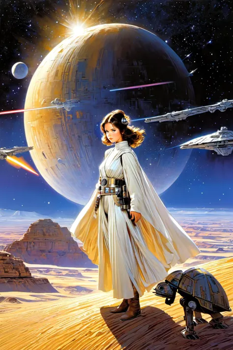 1girl ,
 star wars
desert 
(art by  Noriyoshi Ohrai	)