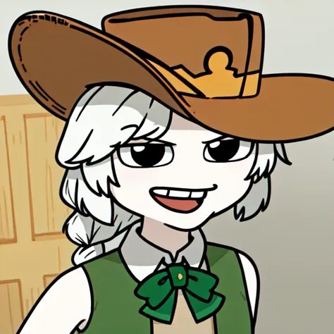 there is a cartoon of a woman wearing a cowboy hat