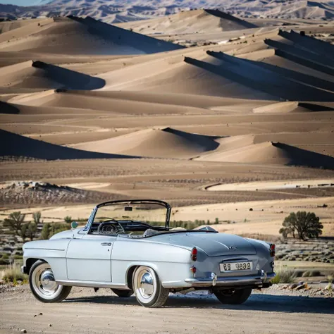 arafed view of a car driving through a desert landscape