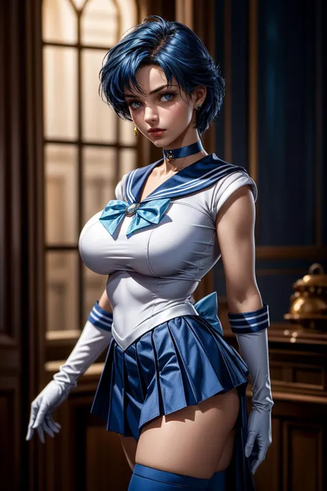 (ultra realistic,32k, masterpiece:1.2),(high detailed skin:1.1),( high quality:1.1),
<lora:EPsmSailorMercury:0.7>EPsmSailorMercury, short hair, blue hair, (blue eyes:0.5), skirt, white gloves, tiara, choker, pleated skirt, blue skirt, gloves, circlet, blue...