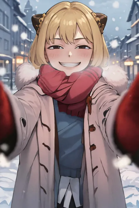 (masterpiece, best quality:1.2), solo, 1girl, IncrsAnyasHehFaceMeme, grin, smug, IncrsChkWarmingMeme, pov, red scarf, winter clothes <lora:PovCheekWarmingMeme:1> <lora:AnyasHehFaceMeme:1>