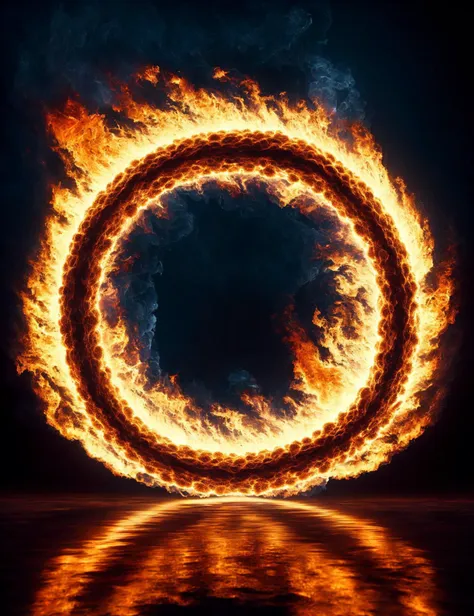 a ring of fire is seen in the middle of a dark background