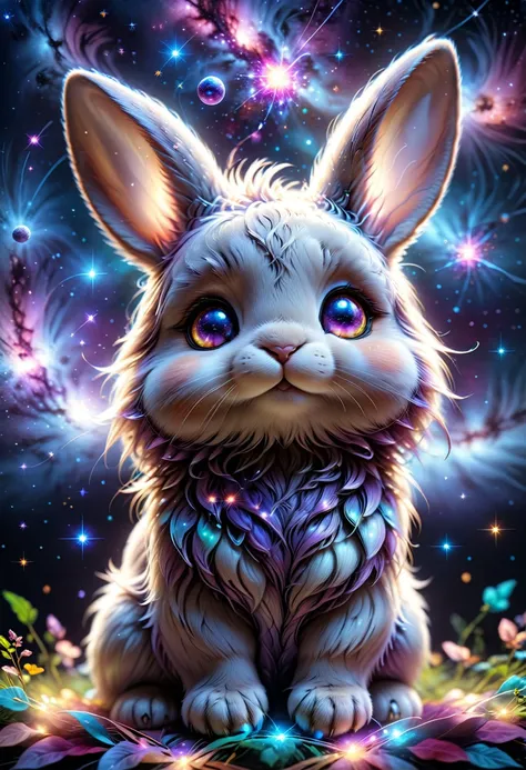 (((videogame_style))), (sharp focus:1.2), lineart, flat color, monochrome, greyscale, depth of field, bokeh, 8k, OLED, 1 baby bunny, being playful, wearing ribbon choker in different colours, different fur, super cute,, The bunny raises its paws towards th...