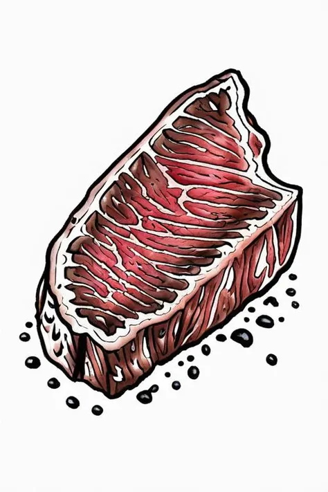 pen and ink illustration of a piece of beef meat  with a white background by cooking show
<lora:Baking_Illustration:1>
<lora:Baking_Illustration:1>