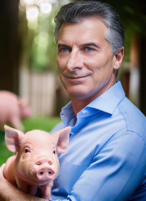 portrait of sks man (macri:1), with serious look with short hair, holding a (small pig in arms:1.3), (outdoors:1.2), natural lighting, 4k, 8k, 8k realistic, sharp focus, intricate, high resolution <lora:macri:1>