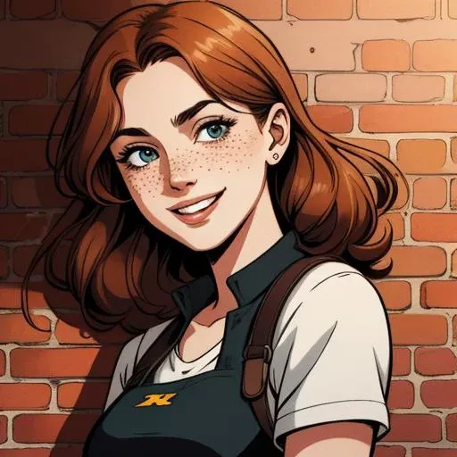 a cartoon of a woman with a brown hair and a white shirt