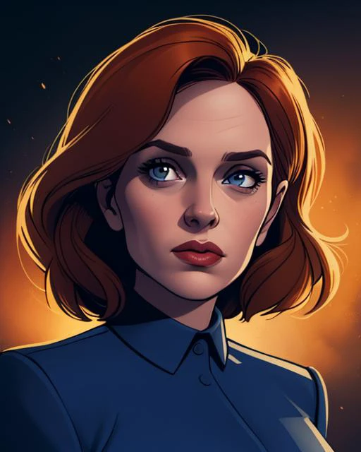 Digital comic painting, of Dana Scully, portrait, FBI Agent, 2D, digital artwork, detailed, sharp, HD, HDR, 8K, best quality, best resolution