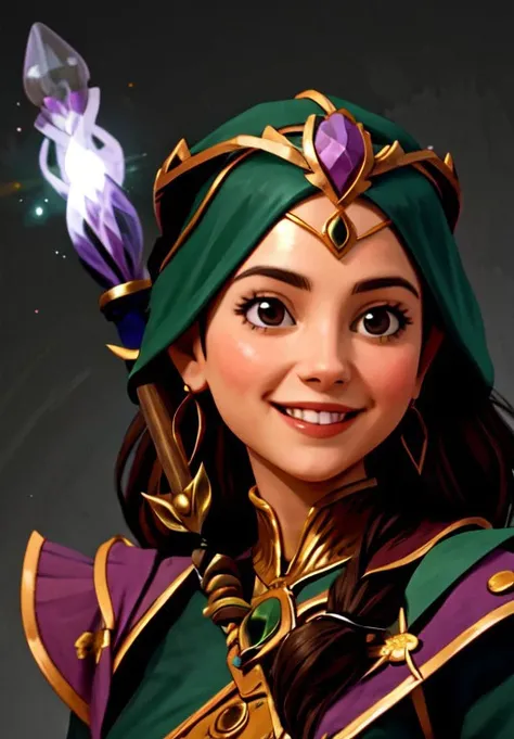 <lora:sorceress:0.8>, sorceress, portrait, smile