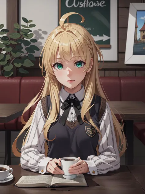 (masterpiece:1.2, best quality:1.1, highres,absurdres, high quality),(photorealistic:1.1),reflected light, colorful,ultra-detailed, ultra hd, super detailed,
AsiaArgento,blonde hair, long hair, parted bangs, ahoge, green eyes, striped shirt, neck ribbon, l...