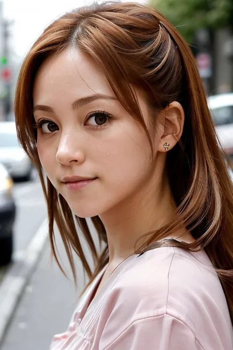 RAW close-up portrait photo, YoshizawaHitomi in busy Tokyo street, fcDetailPortrait