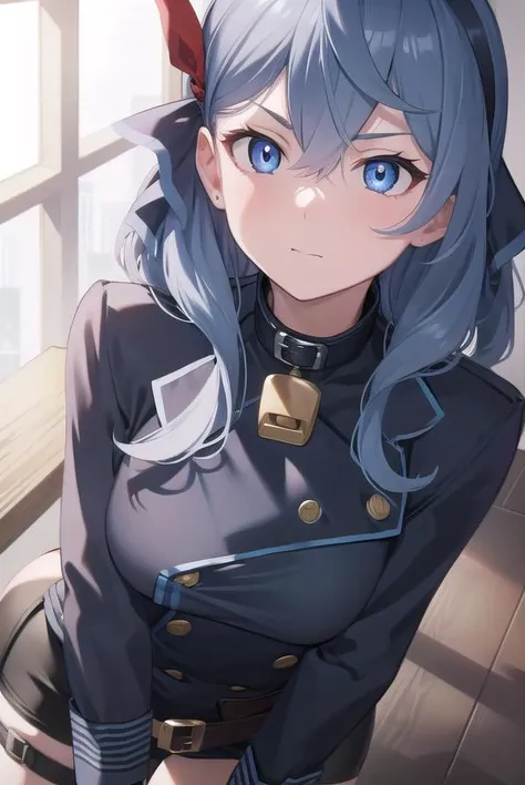 bluearchiveako, <lyco:bluearchiveako-lyco-nochekaiser:1>, 
ako, blue eyes, blue hair, hair between eyes, halo, medium hair, sidelocks,
BREAK bell, belt collar, black gloves, black skirt, black thighhighs, garter straps, gloves, hairband, long sleeves, mini...